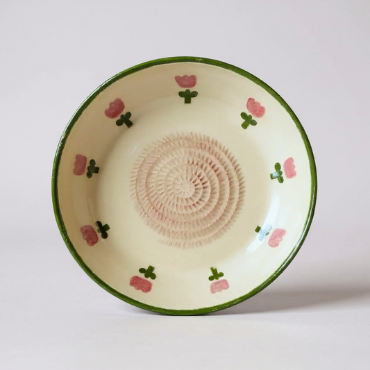 Plato rallador de cerámica pintado a mano - Tulipanes