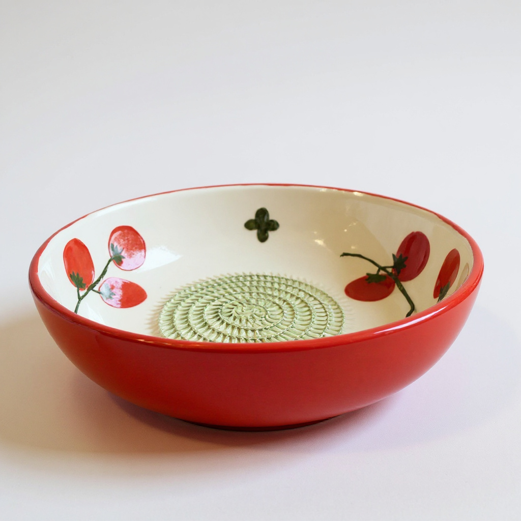 Plato rallador de cerámica pintado a mano - Tomate en rama