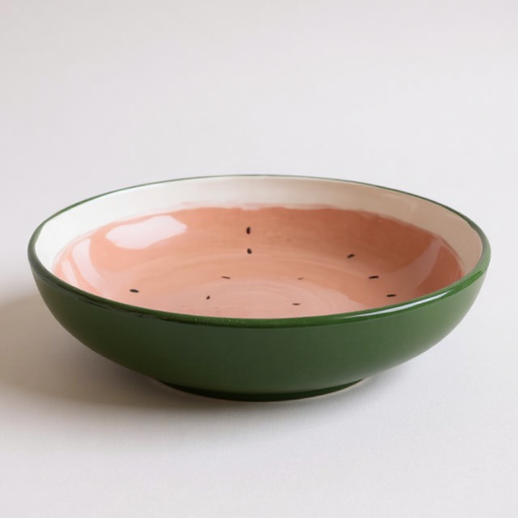 Ensaladera / Plato de servir de cerámica pintado a mano – Sandía 🍉
