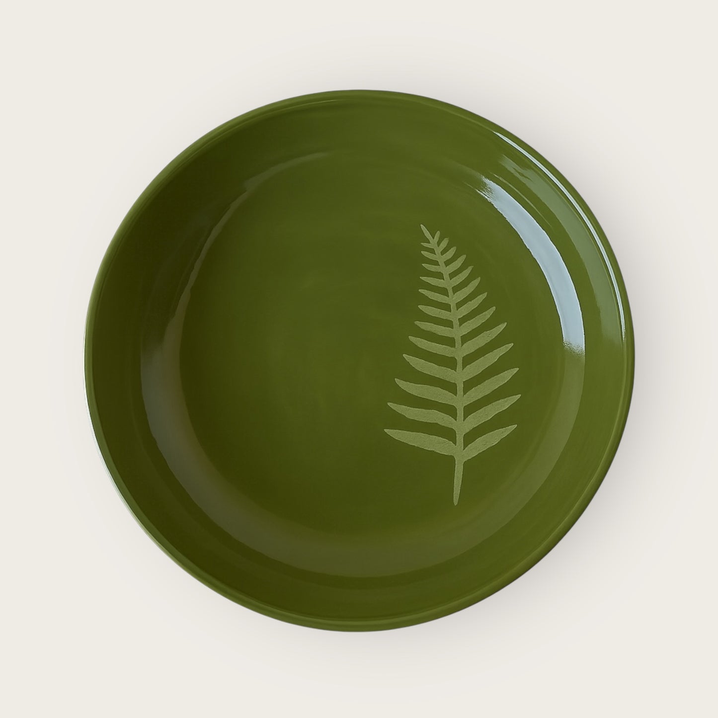 Ensaladera / Plato de servir de cerámica pintado a mano – Olivo Sereno