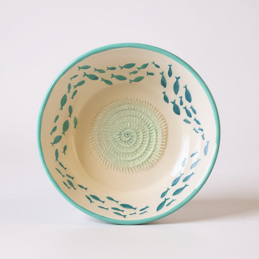 Plato rallador de cerámica pintado a mano - Peces