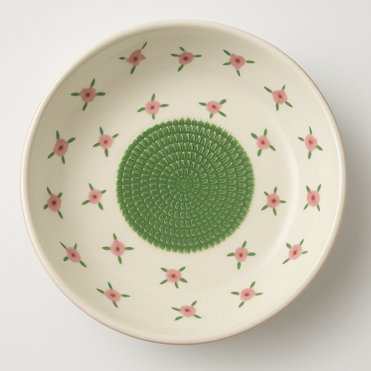 Plato rallador de cerámica pintado a mano- Flores
