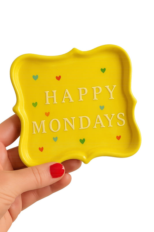 Plato de cerámica amarillo – “Happy Mondays”