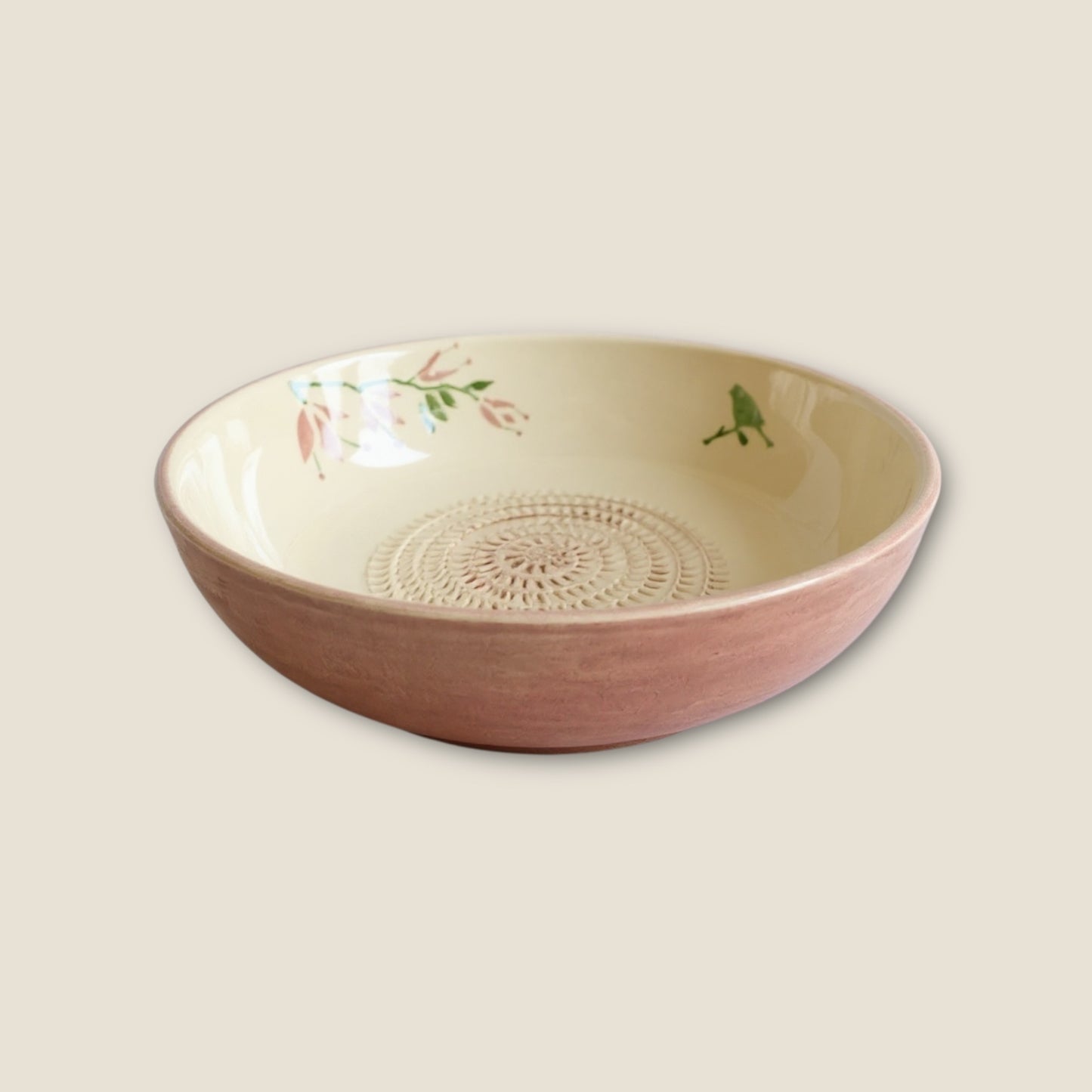 Plato rallador de cerámica pintado a mano - Fucsias