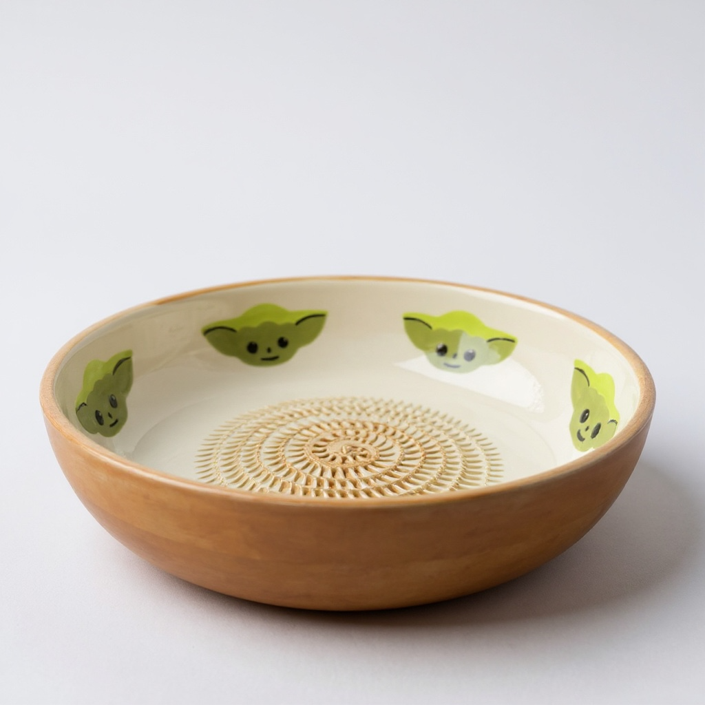Plato rallador de cerámica pintado a mano - Baby Yoda