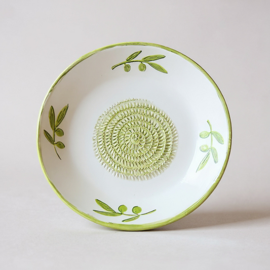 Plato rallador de cerámica pintado a mano - Olivas