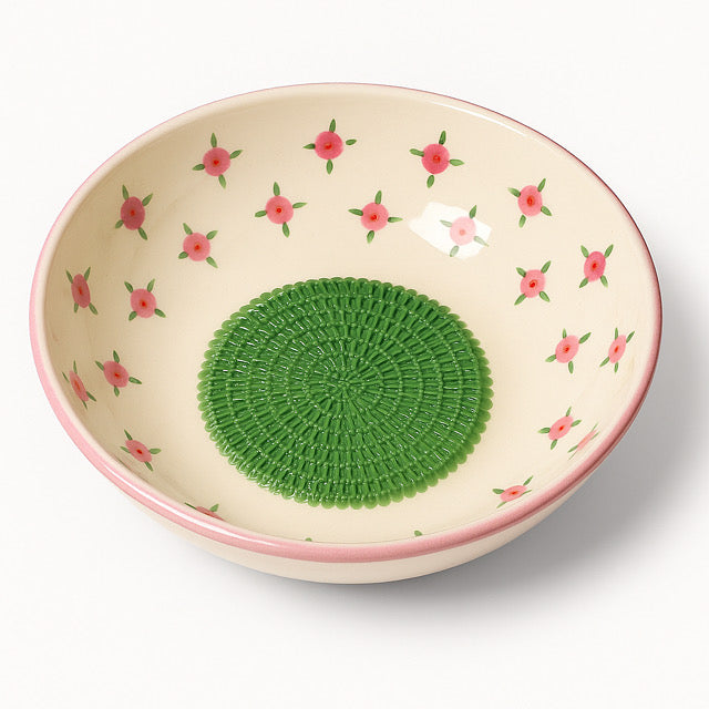Plato rallador de cerámica pintado a mano- Flores