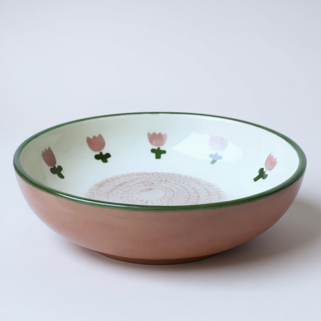 Plato rallador de cerámica pintado a mano - Tulipanes