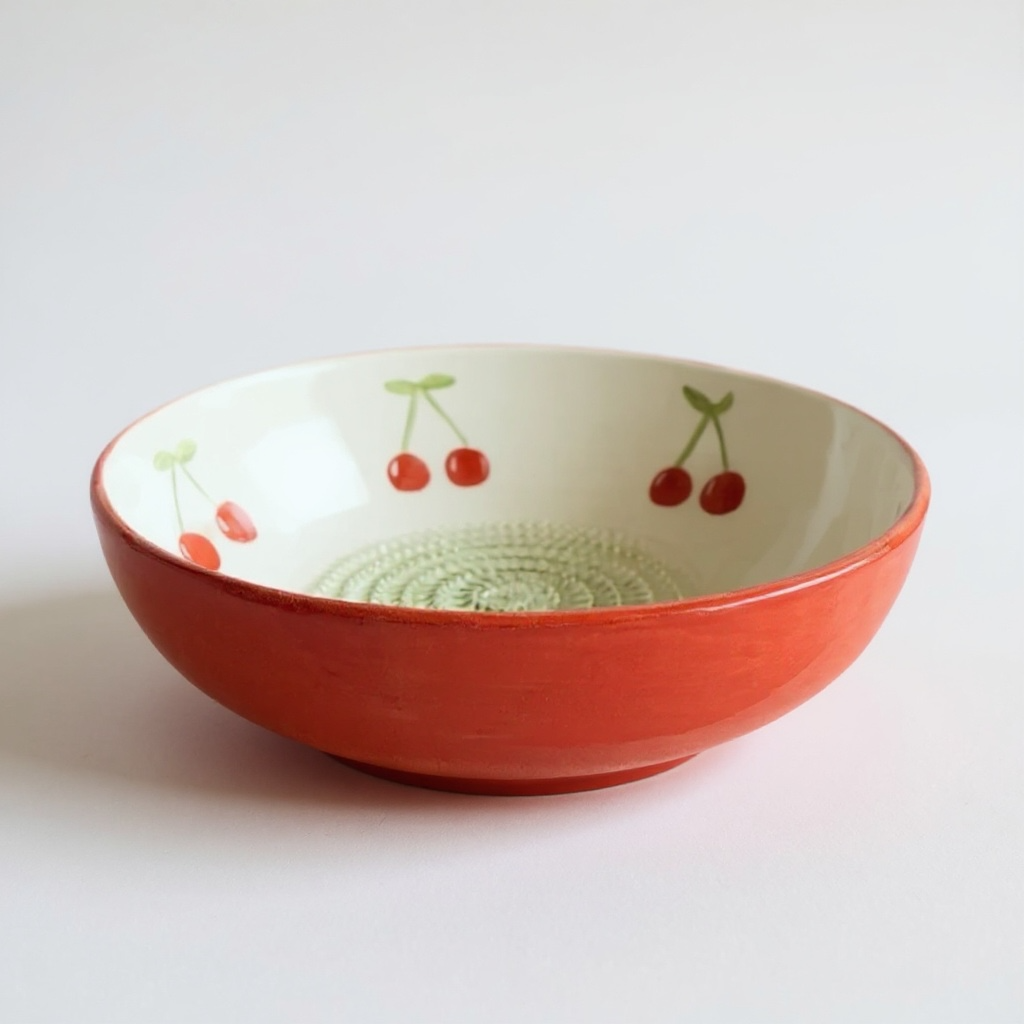 Plato rallador de cerámica pintado a mano – Cerezas pequeñas 🍒