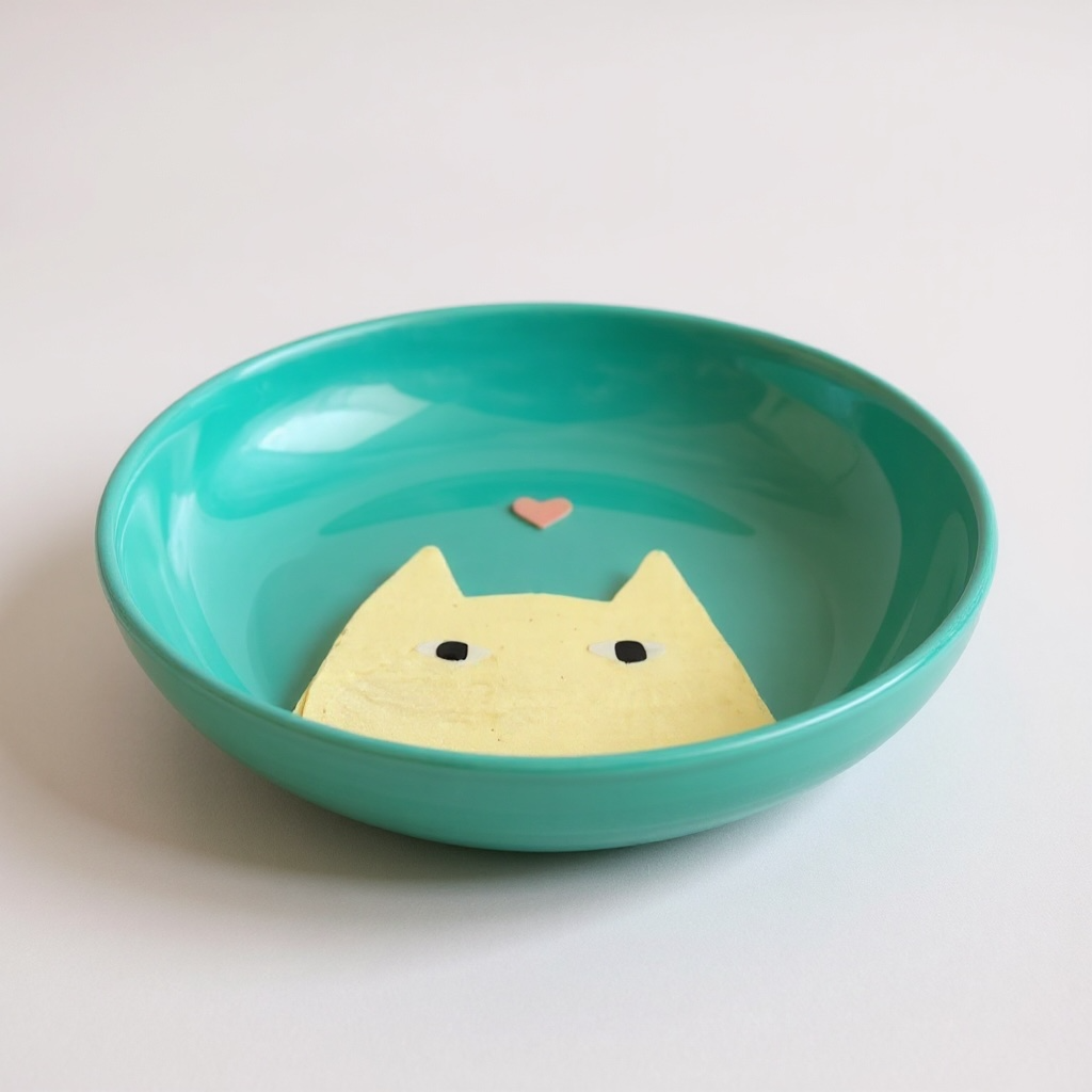 Ensaladera / Plato de servir de cerámica pintado a mano – Gato