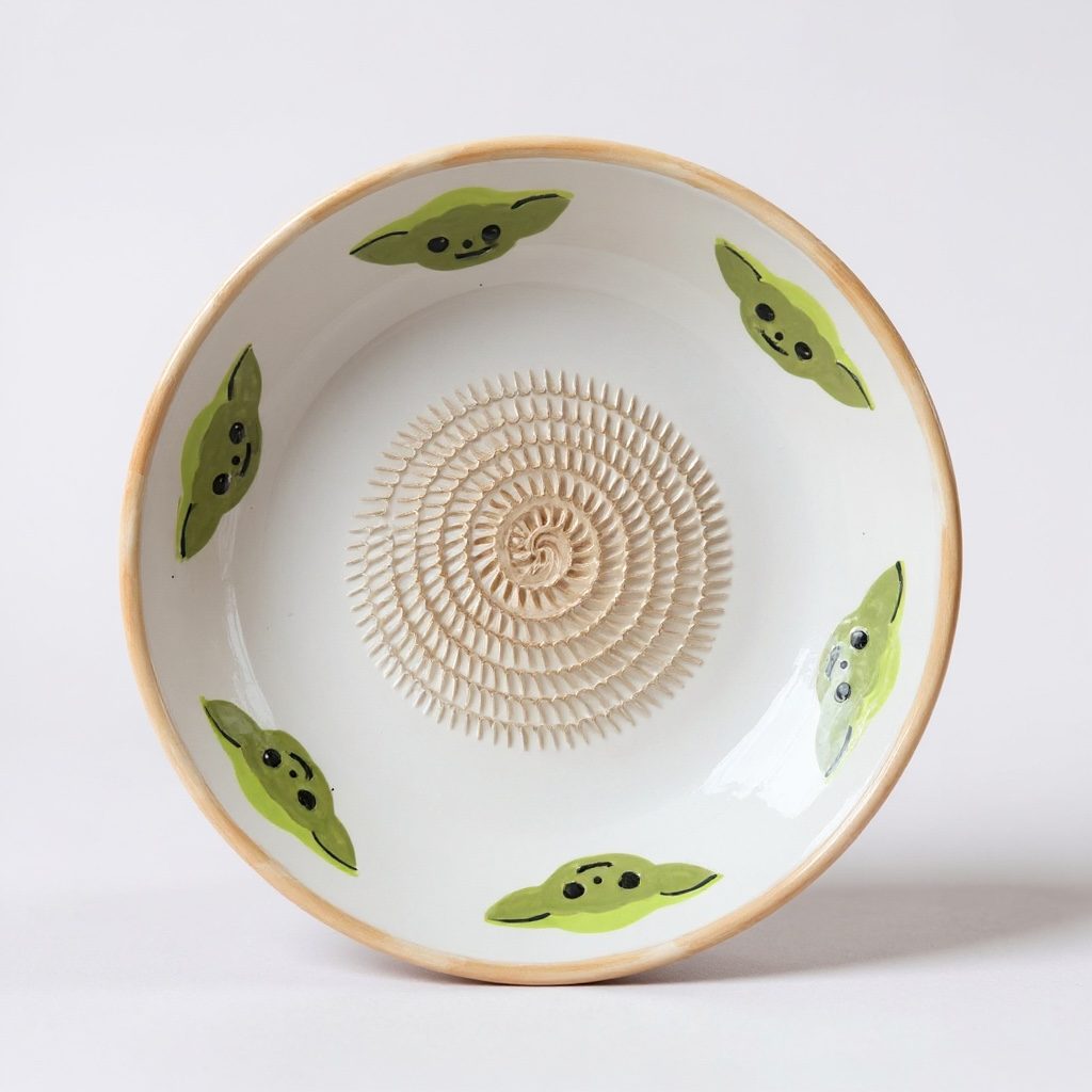 Plato rallador de cerámica pintado a mano - Baby Yoda